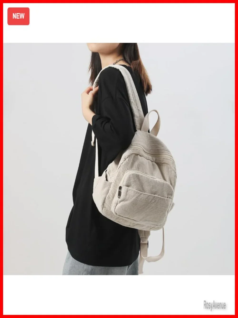 Corduroy Mini Backpack Purse for Women Travel Aesthetic Daypack